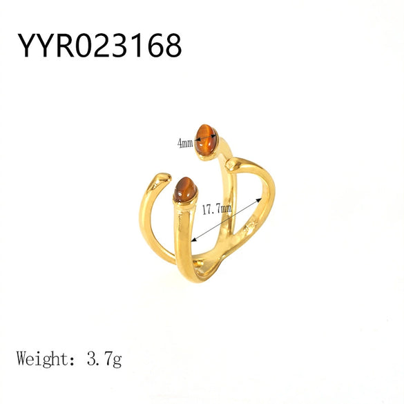 Wholesale French Retro Stainless Steel Ring With Geometric Design 18K Gold Plated By Vacuum Real Gold Electroplating In Pvd Furnace For Women