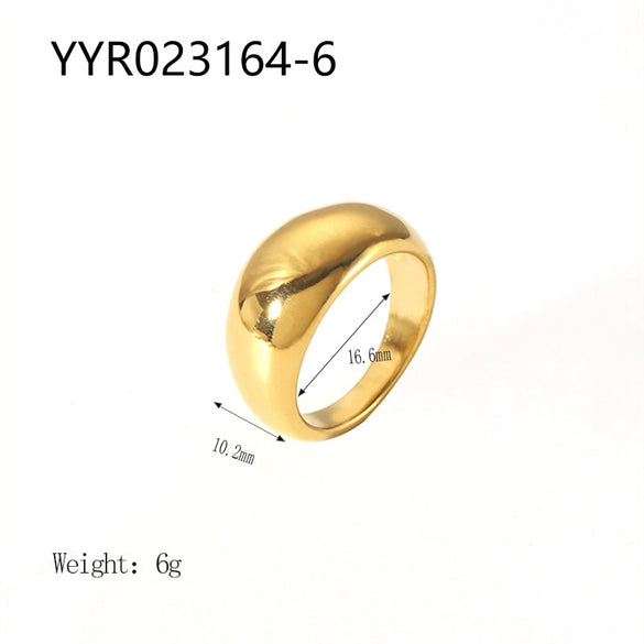 Wholesale French Retro Stainless Steel Ring With Geometric Design 18K Gold Plated By Vacuum Real Gold Electroplating In Pvd Furnace For Women