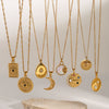 Wholesale French Retro Star Pendant Necklace Titanium Steel Water Ripple Chain Inlaid Zircon Geometric Design For Women