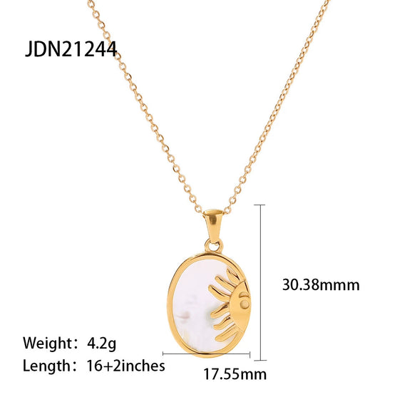 Wholesale French Retro Star Pendant Necklace Titanium Steel Water Ripple Chain Inlaid Zircon Geometric Design For Women