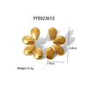 Wholesale French Retro Striped Flower Stud Earrings In Stainless Steel With Pvd Furnace Real Gold Electroplating For Women
