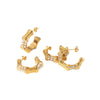 Wholesale French Retro Style Geometric Stainless Steel Cshaped Zircon Earrings With Electroplating