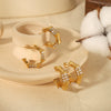 Wholesale French Retro Style Geometric Stainless Steel Cshaped Zircon Earrings With Electroplating