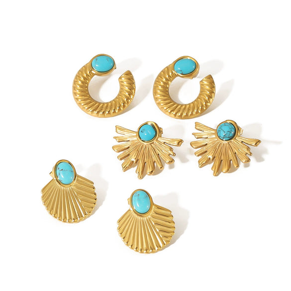 Wholesale French Retro Style Geometric Stainless Steel Electroplated Earrings For Women