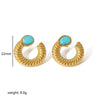 Wholesale French Retro Style Geometric Stainless Steel Electroplated Earrings For Women
