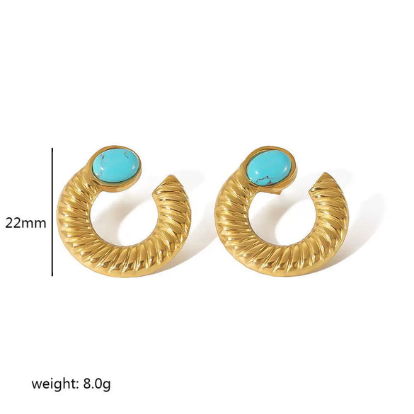Wholesale French Retro Style Geometric Stainless Steel Electroplated Earrings For Women