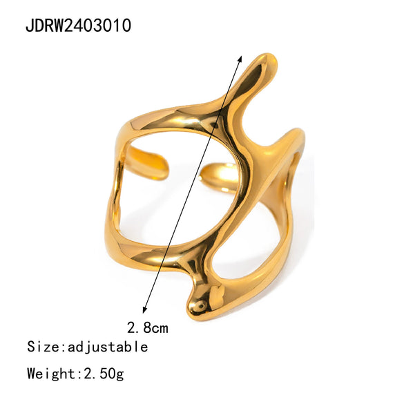 Wholesale French Retro Style Irregular Geometric Opening Ring Titanium Steel Stainless Steel Electroplated Jewelry For Women