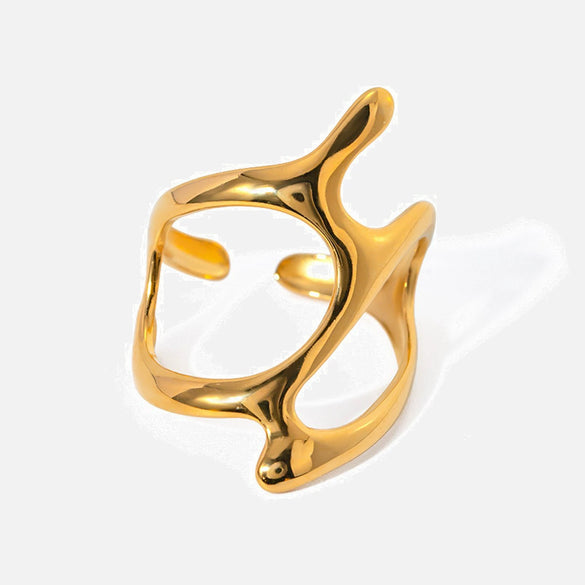 Wholesale French Retro Style Irregular Geometric Opening Ring Titanium Steel Stainless Steel Electroplated Jewelry For Women