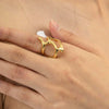 Wholesale French Retro Style Irregular Geometric Opening Ring Titanium Steel Stainless Steel Electroplated Jewelry For Women