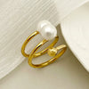 Wholesale French Retro Style Multilayer Freshwater Pearl Gold Bead Ring Stainless Steel Electroplated Handpiece