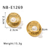 Wholesale French Retro Style Pleated Inlaid Pearl Earrings For Women Titanium Steel With 18K Vacuum Plating In Furnace And Electroplating