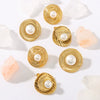 Wholesale French Retro Style Pleated Inlaid Pearl Earrings For Women Titanium Steel With 18K Vacuum Plating In Furnace And Electroplating