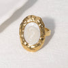 Wholesale French Retro Style Round Women's Stainless Steel Oil Dripping Ring With Geometric Pattern And Electroplating