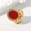 Wholesale French Retro Style Round Women's Stainless Steel Oil Dripping Ring With Geometric Pattern And Electroplating