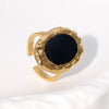 Wholesale French Retro Style Round Women's Stainless Steel Oil Dripping Ring With Geometric Pattern And Electroplating