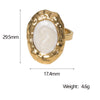 Wholesale French Retro Style Round Women's Stainless Steel Oil Dripping Ring With Geometric Pattern And Electroplating