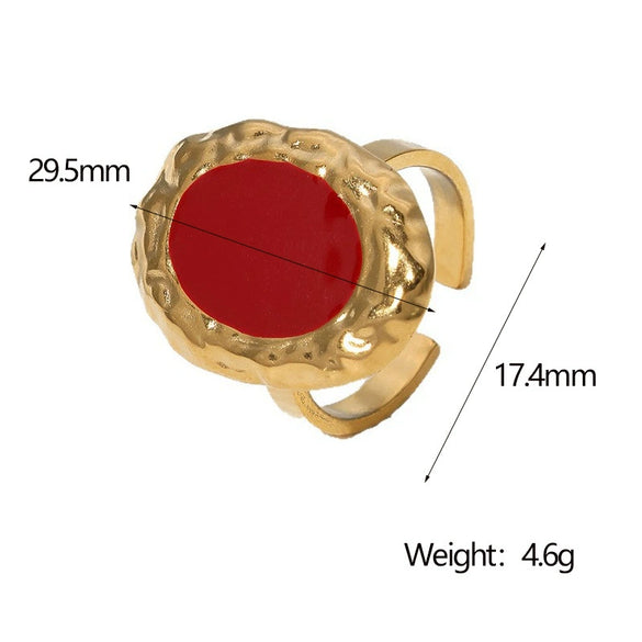Wholesale French Retro Style Round Women's Stainless Steel Oil Dripping Ring With Geometric Pattern And Electroplating