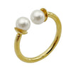 Wholesale French Retro Style Stainless Steel Doubleheaded Ring With Freshwater Pearls For Women