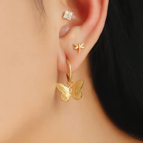 Wholesale French Retro Style Stainless Steel Insects Animals Zodiac Earrings