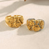 Wholesale French Retro Style Stainless Steel 18K Gold Plated Open Ring With Large And Small Flower Geometric Design Electroplated