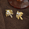 Wholesale French Retro Swallow Pearl Titanium Steel Earrings For Women With Electroplating Process