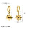 Wholesale French Retro Temperament Women's Earrings Stainless Steel With Mosaic Lapis Lazuli And Geometric Pattern Pvd Furnace Real Gold Process