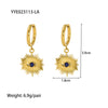Wholesale French Retro Temperament Women's Earrings Stainless Steel With Mosaic Lapis Lazuli And Geometric Pattern Pvd Furnace Real Gold Process