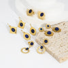 Wholesale French Retro Temperament Women's Earrings Stainless Steel With Mosaic Lapis Lazuli And Geometric Pattern Pvd Furnace Real Gold Process