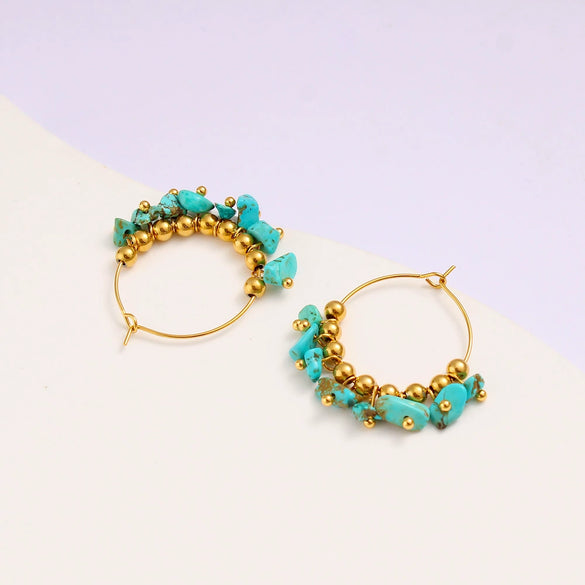 Wholesale French Retro Titanium Steel Electroplated Geometric Wave Pattern Earrings For Women