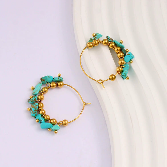 Wholesale French Retro Titanium Steel Electroplated Geometric Wave Pattern Earrings For Women