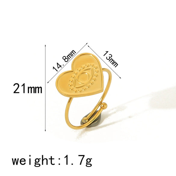 Wholesale French Retro Titanium Steel Women's Ring With Star Heart And Flower Patterns Electroplated