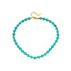 Wholesale French Retro Turquoise Beaded Titanium Steel Necklace For Women With Geometric Pattern And Electroplating