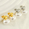 Wholesale French Retro Women's Titanium Steel And 18K Pearl Earrings With Geometric Design And Electroplating Treatment
