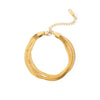 Wholesale French Retro Women's Titanium Steel Geometric Three Layer Snake Bone Bracelet With 18K Gold Electroplating