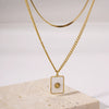 Wholesale French Retro Zircon Devil's Eye Pendant Necklace In Stainless Steel With Pvdp Furnace Real Gold Treatment And Geometric Design For Women