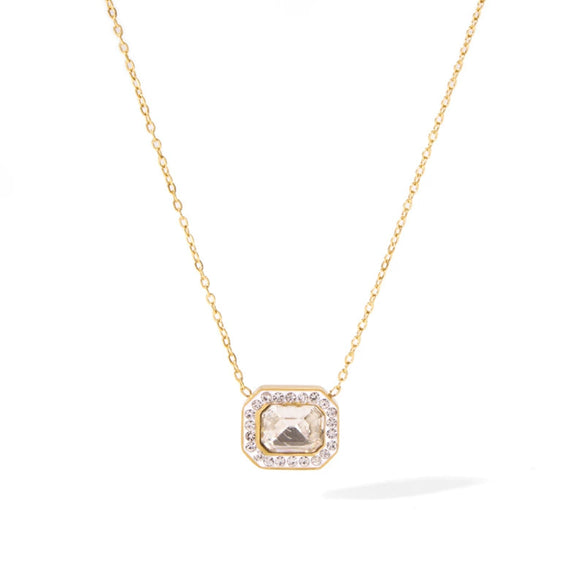 Wholesale French Retro Zircon Devil's Eye Pendant Necklace In Stainless Steel With Pvdp Furnace Real Gold Treatment And Geometric Design For Women