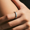 Wholesale French Vintage Geometric S925 Sterling Silver Turquoise Inlay Electroplated Ring For Girls