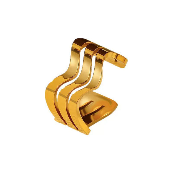Wholesale Fresh And Minimalist Geometric Stainless Steel Electroplated Open Adjustable Finger Ring For Women