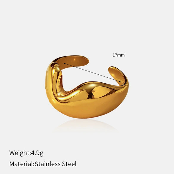 Wholesale Fresh And Minimalist Geometric Stainless Steel Electroplated Open Adjustable Finger Ring For Women