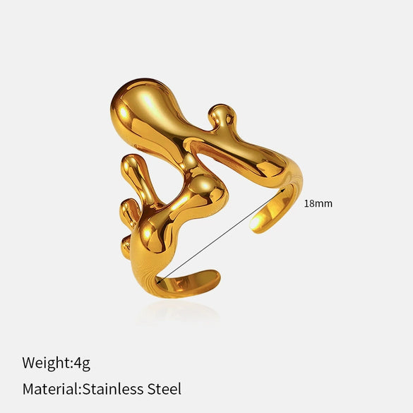 Wholesale Fresh And Minimalist Geometric Stainless Steel Electroplated Open Adjustable Finger Ring For Women
