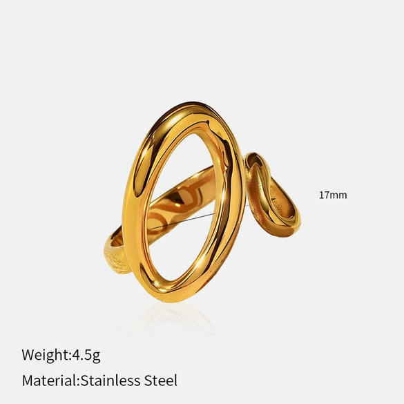 Wholesale Fresh And Minimalist Geometric Stainless Steel Electroplated Open Adjustable Finger Ring For Women