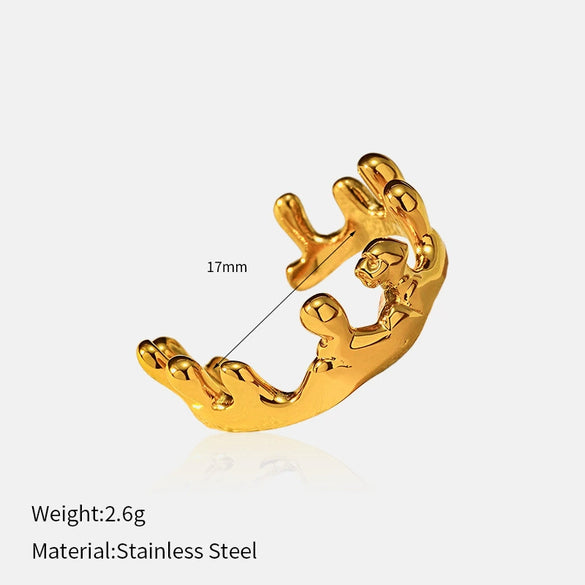 Wholesale Fresh And Minimalist Geometric Stainless Steel Electroplated Open Adjustable Finger Ring For Women
