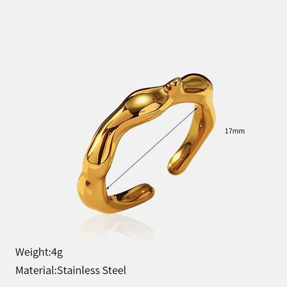 Wholesale Fresh And Minimalist Geometric Stainless Steel Electroplated Open Adjustable Finger Ring For Women