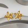 Wholesale Fresh And Minimalist Style Flower Shape Stainless Steel Earrings With Vacuum Real Gold Plating In Pvd Furnace For Women
