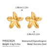 Wholesale Fresh And Minimalist Style Flower Shape Stainless Steel Earrings With Vacuum Real Gold Plating In Pvd Furnace For Women