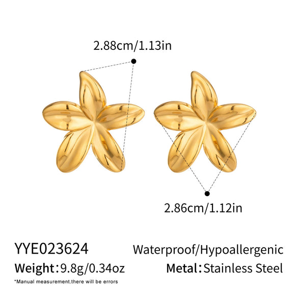 Wholesale Fresh And Minimalist Style Flower Shape Stainless Steel Earrings With Vacuum Real Gold Plating In Pvd Furnace For Women