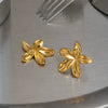 Wholesale Fresh And Minimalist Style Flower Shape Stainless Steel Earrings With Vacuum Real Gold Plating In Pvd Furnace For Women