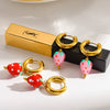 Wholesale Fresh And Minimalist Style Fruit Pattern Stainless Steel Vacuum Real Gold Plated Hoop Earrings With Acrylic Pendant For Women