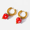 Wholesale Fresh And Minimalist Style Fruit Pattern Stainless Steel Vacuum Real Gold Plated Hoop Earrings With Acrylic Pendant For Women