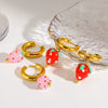 Wholesale Fresh And Minimalist Style Fruit Pattern Stainless Steel Vacuum Real Gold Plated Hoop Earrings With Acrylic Pendant For Women